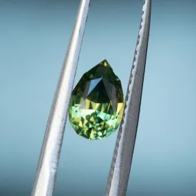 1.20CT AUSTRALIAN PEAR SAPPHIRE, PARTI GREEN YELLOW, 7.52X5.02MM, UNHEATED