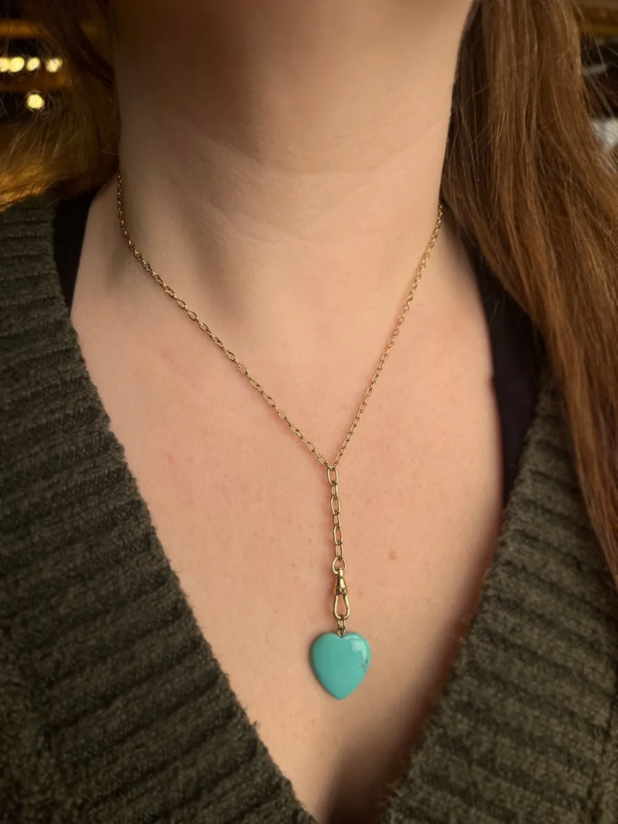 14k Gold Turquoise Heart Pendant