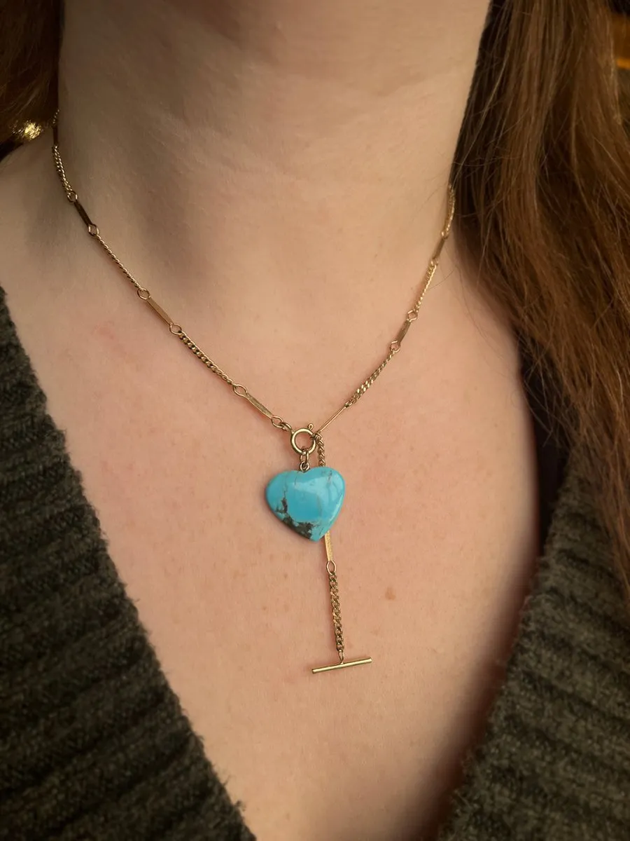 14k Gold Turquoise Heart Pendant