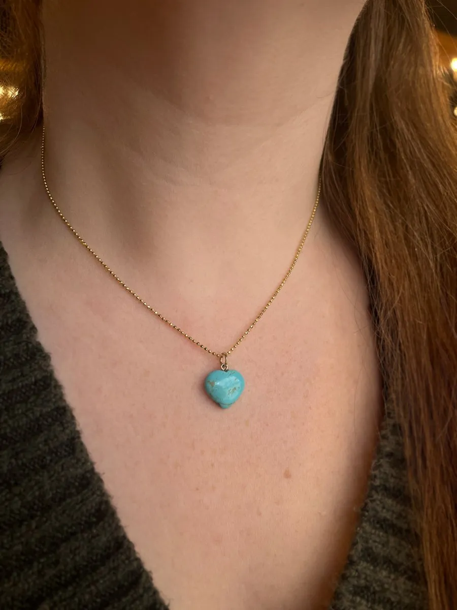 14k Gold Turquoise Heart Pendant