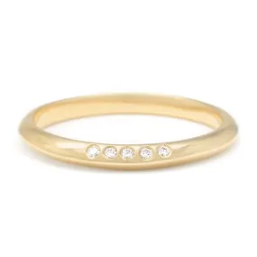 18K Gold Knife Edge Ring with Five Diamonds