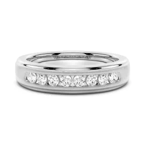 7mm Brush Finish Channel Set Moissanite Men's Wedding Band