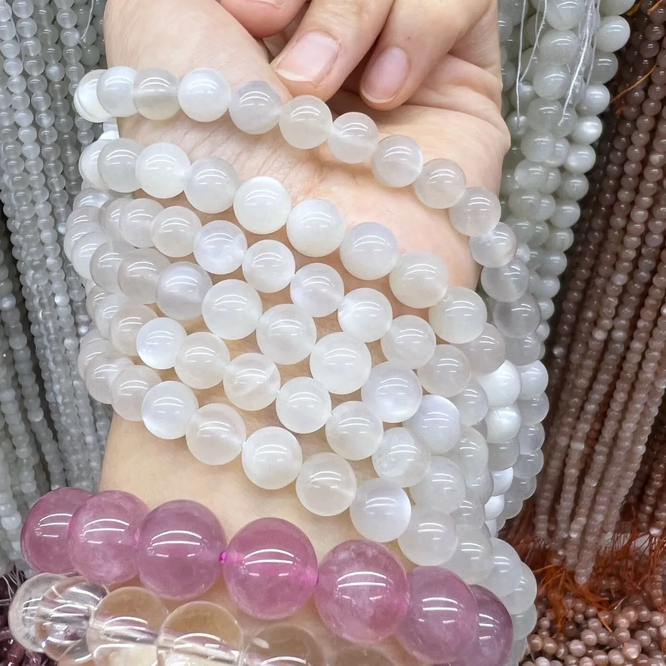 8mm Natural High-quality White Moonstone Round Bead Strands DIY Jewelry Supply