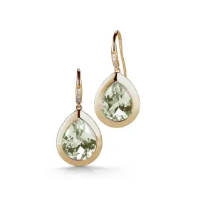 A & Furst - Picnic - Drop Earrings with Prasiolite and Diamonds, 18k Yellow Gold