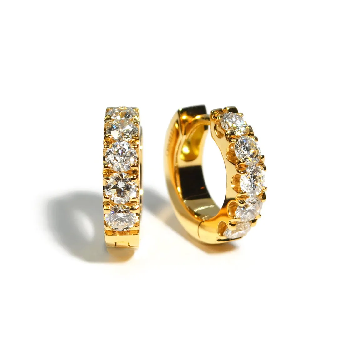 AFJ Diamond Collection - Diamond Huggie Earrings, 18k Yellow Gold