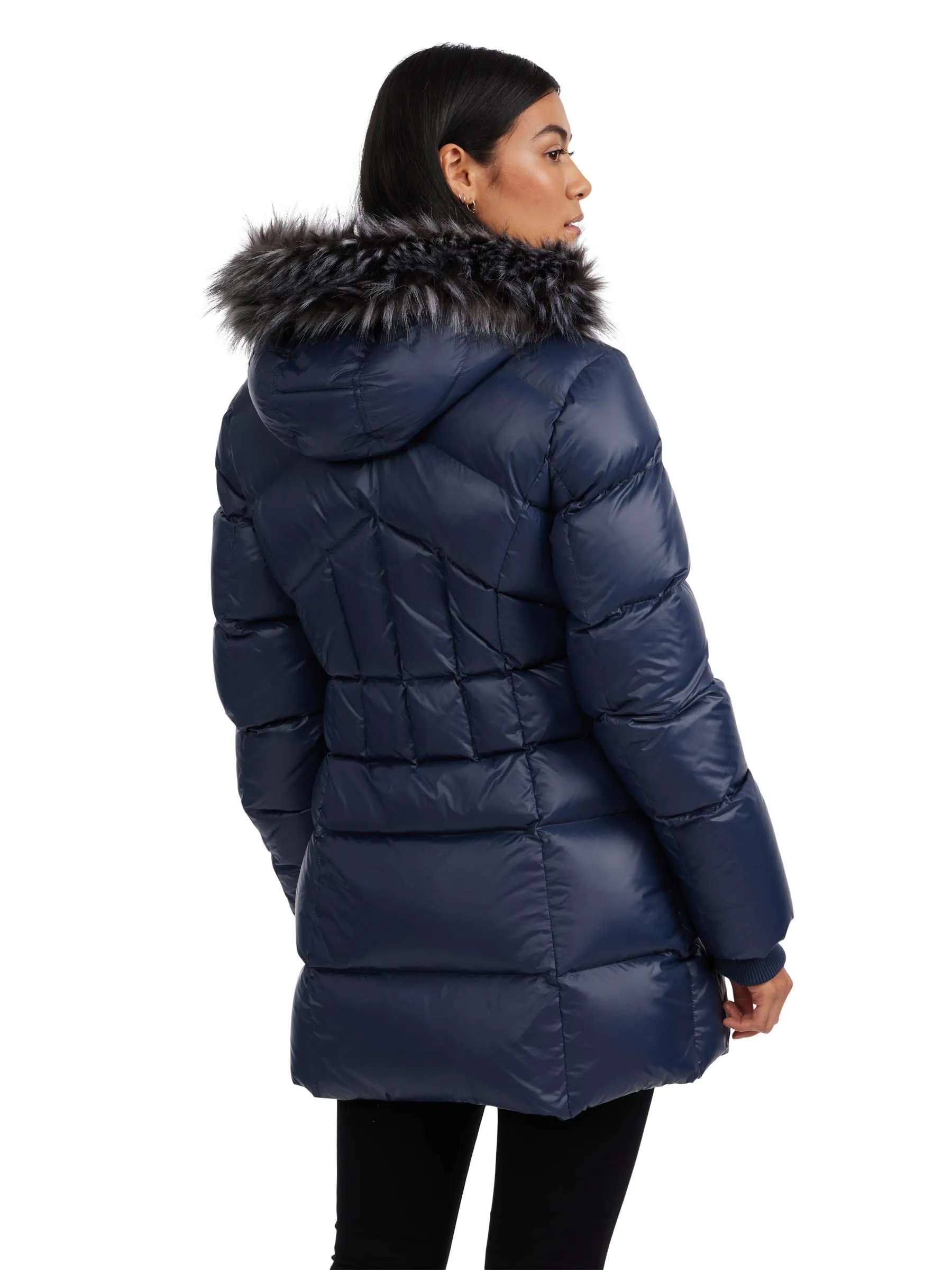 Ares Women's Puffer Jacket w/Faux Fur Trim