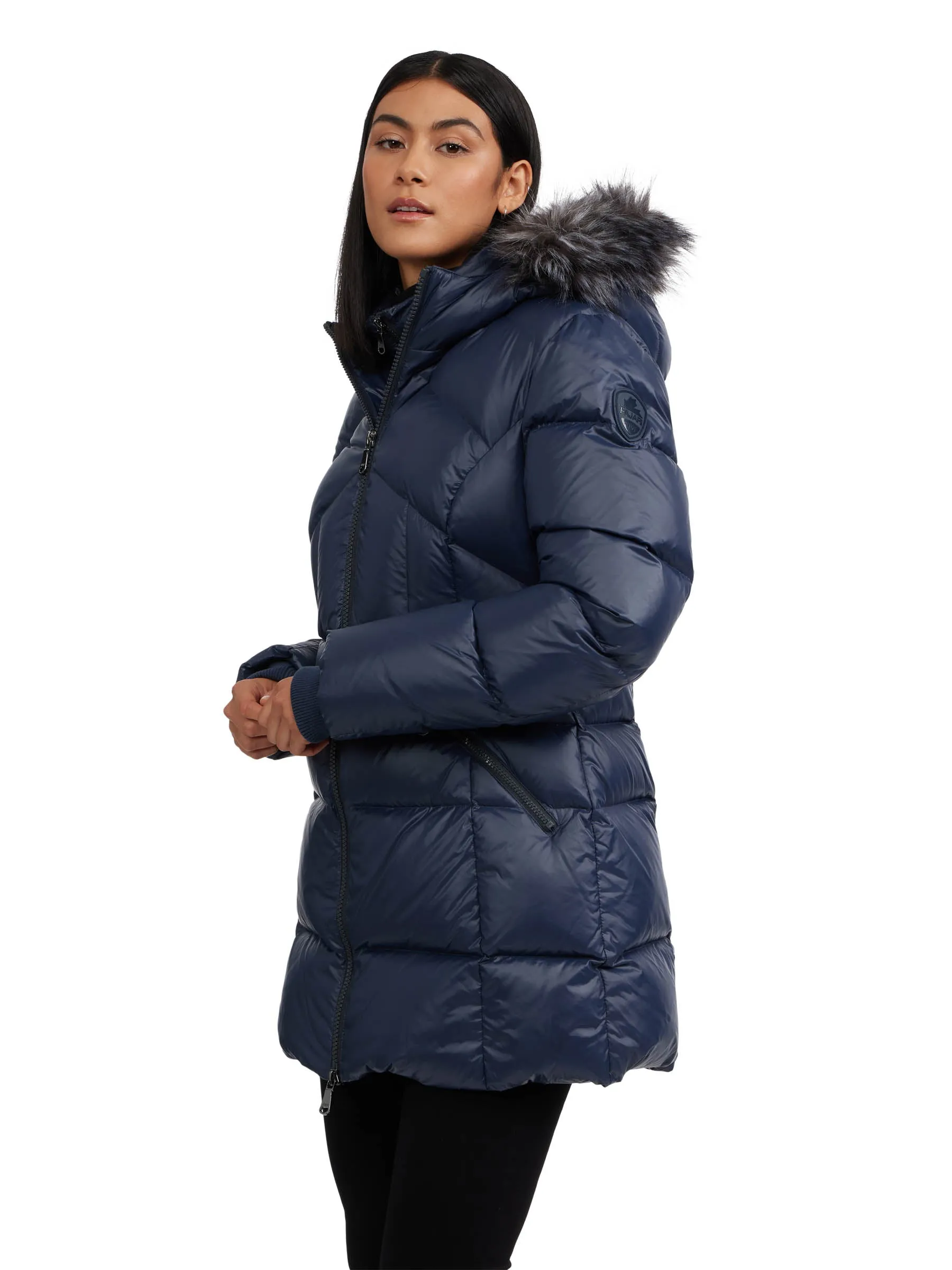 Ares Women's Puffer Jacket w/Faux Fur Trim