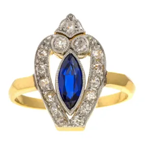 Art Deco Sapphire & Diamond Ring