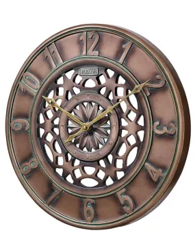 Bulova Gardener Indoor / Outdoor Wall Clock - Aged Bronze Resin Lattice Case