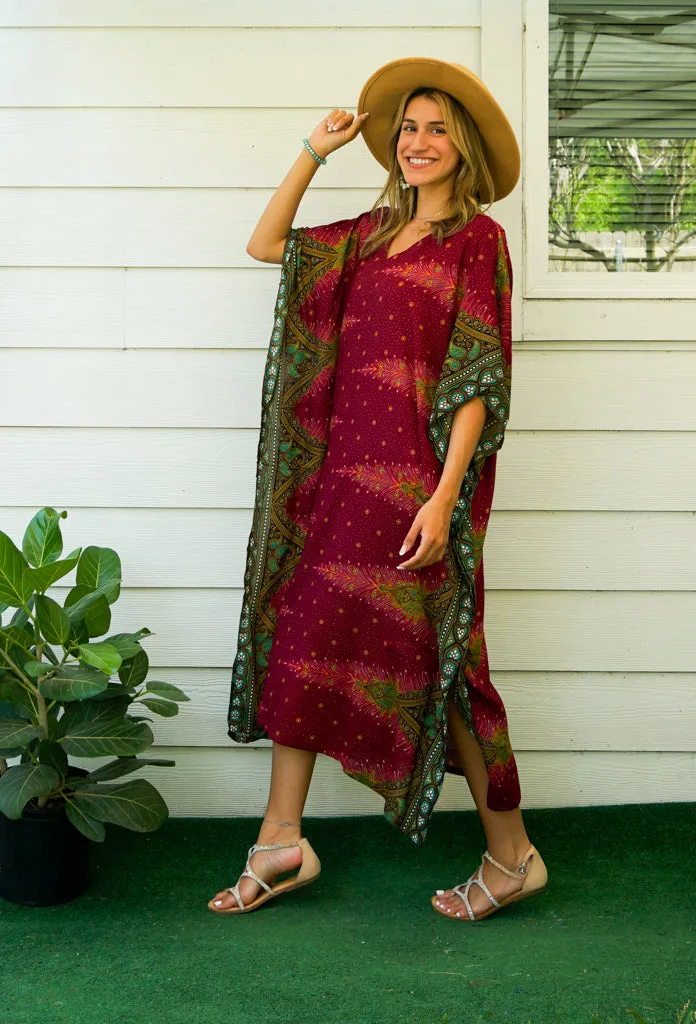 Burgundy Peacock Kaftan