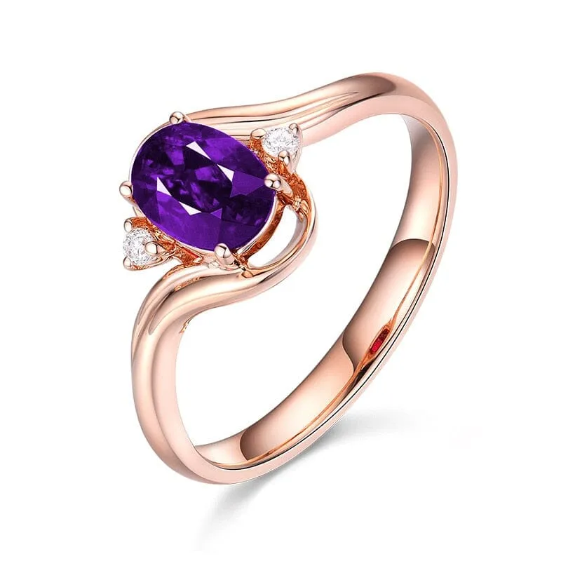 Classic Amethyst Gold Plated Adjustable Ring