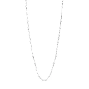 Classic Gigi White necklace, White Gold, 16.5"