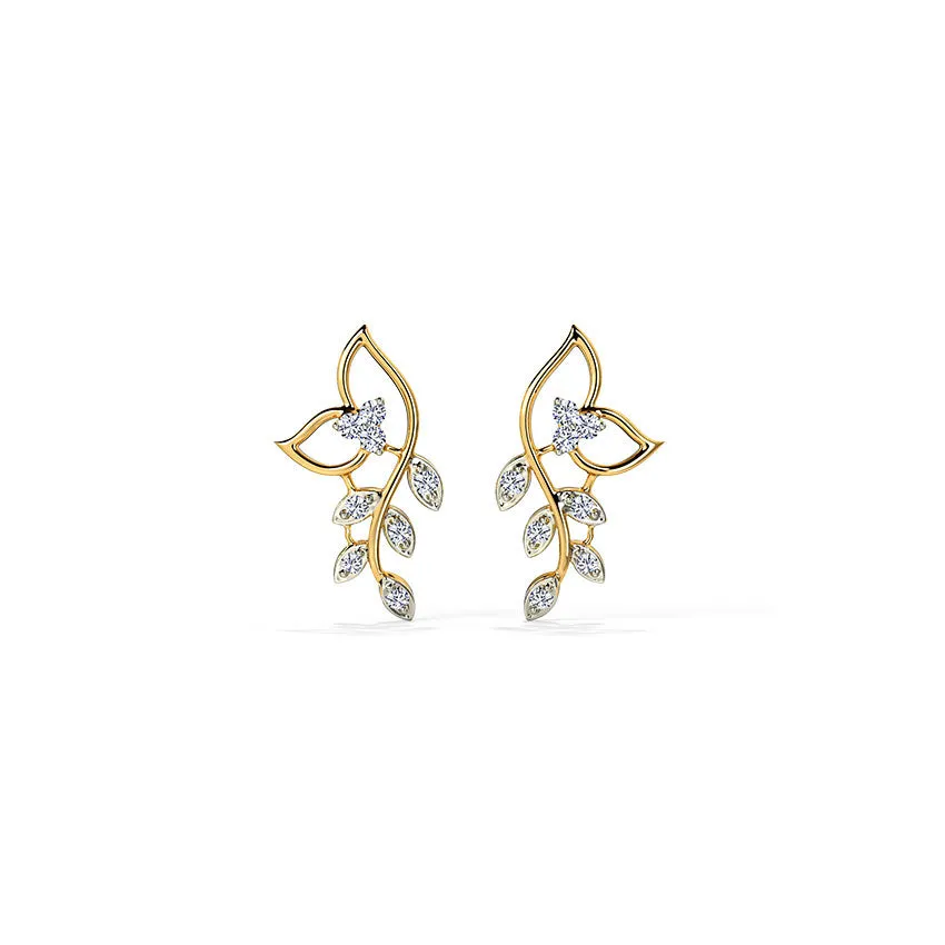 Classic Leaves Diamond Stud Earrings - SE008