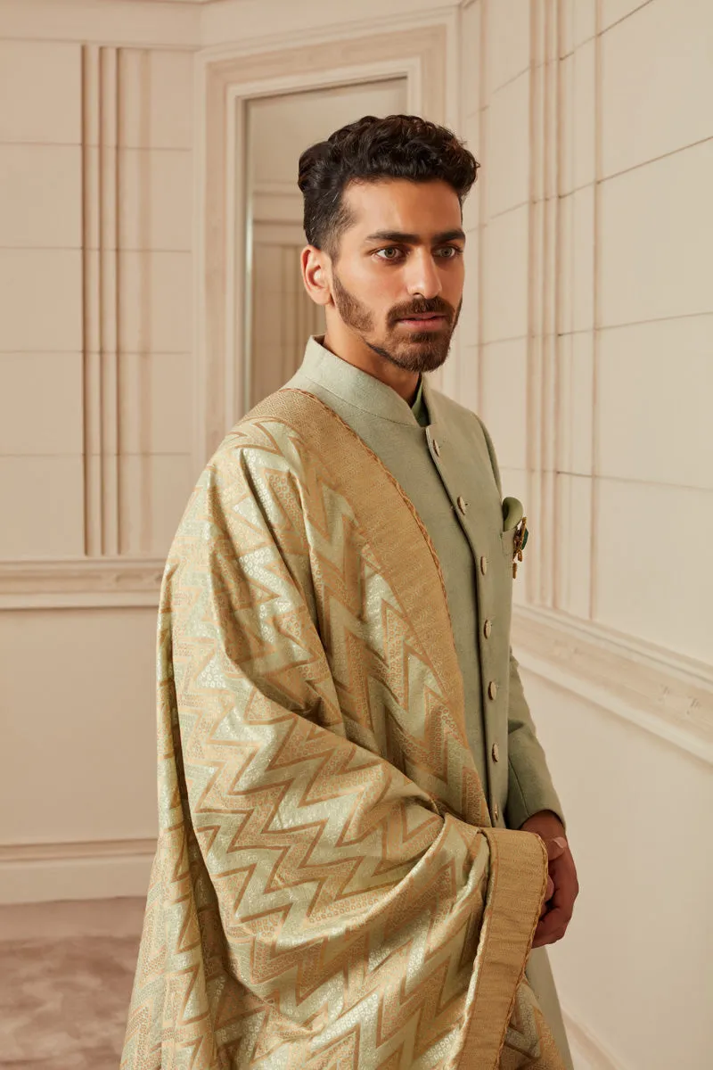 Classic Zero Point Collar Jade Sherwani