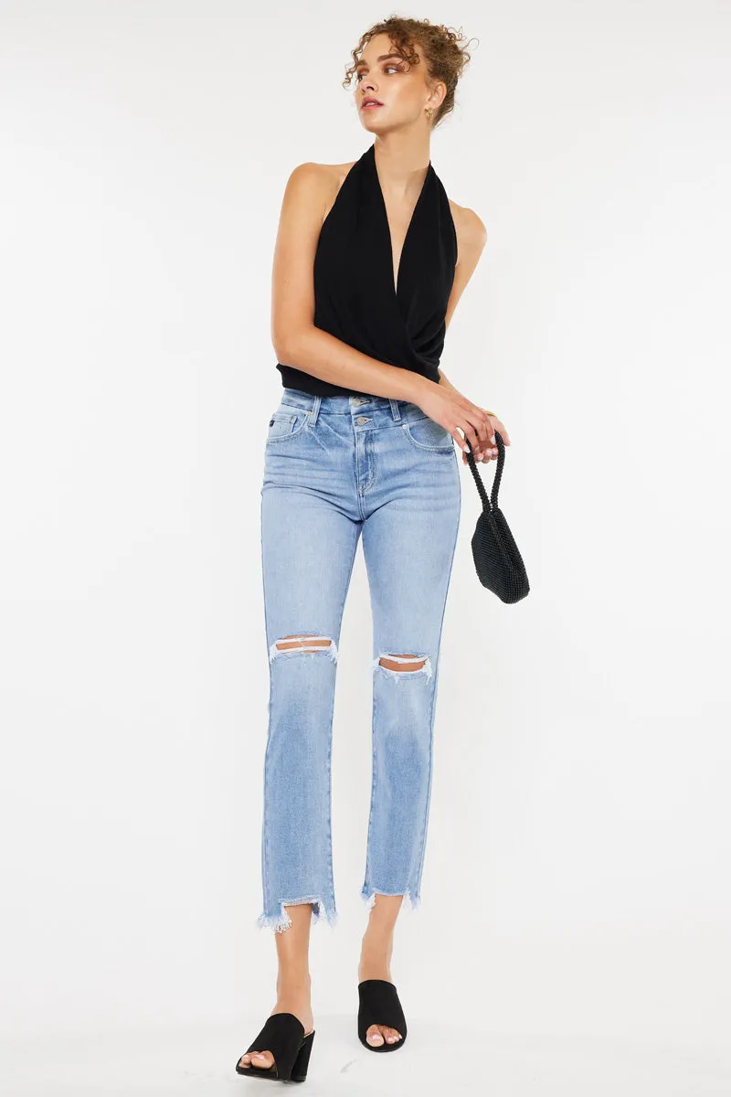 Clover High Rise Slim Straight Fit Leg Jeans