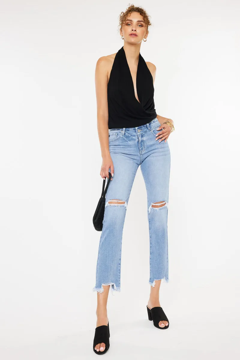 Clover High Rise Slim Straight Fit Leg Jeans