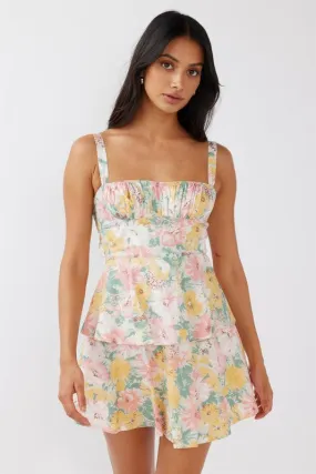 Cowl Neck Floral Mini Dress