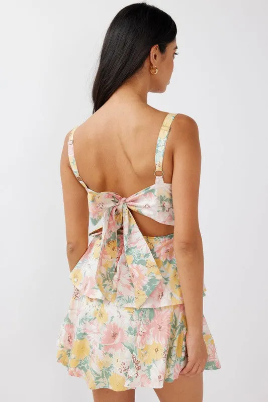 Cowl Neck Floral Mini Dress