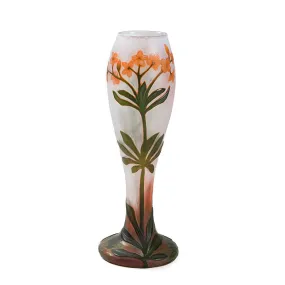 Daum Nancy Wheel-Carved Floral Cameo Glass Vase