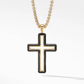 David Yurman Men's Forged Carbon Cross Pendant with 18K Gold