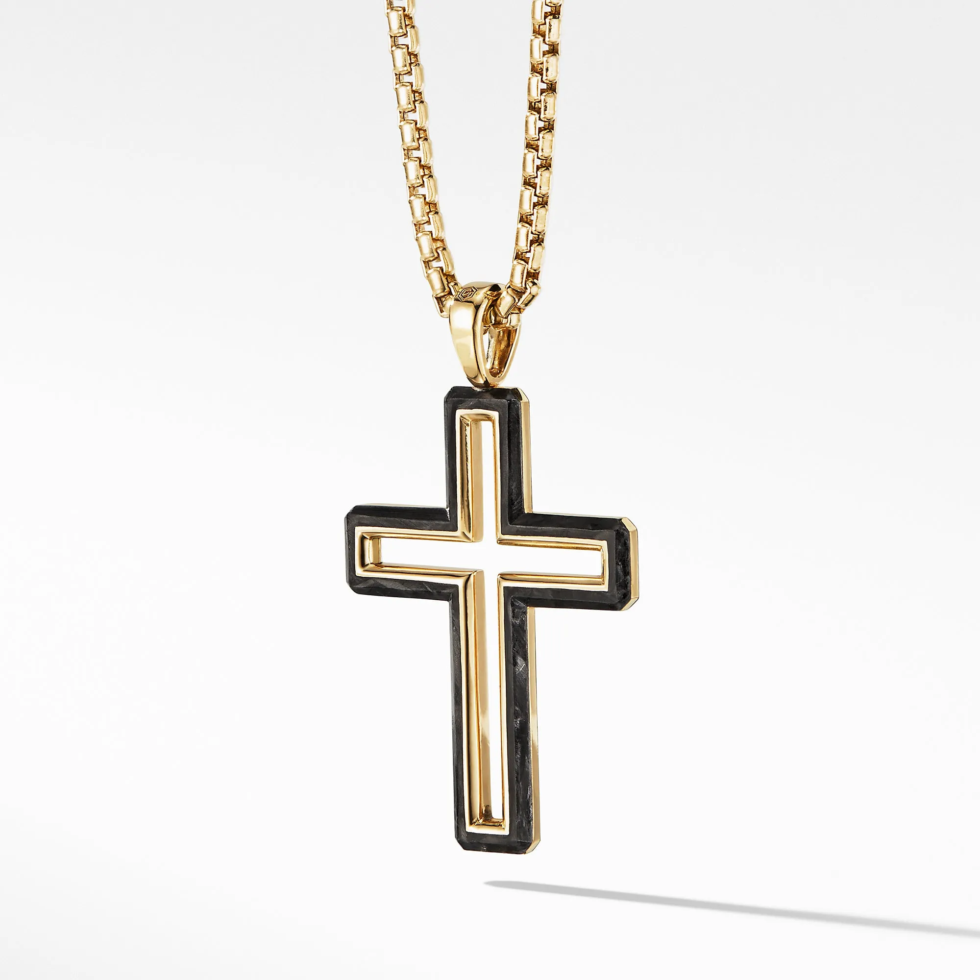 David Yurman Men's Forged Carbon Cross Pendant with 18K Gold