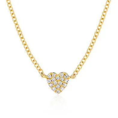 EF Collection - Diamond Single Mini Heart Necklace, Yellow Gold