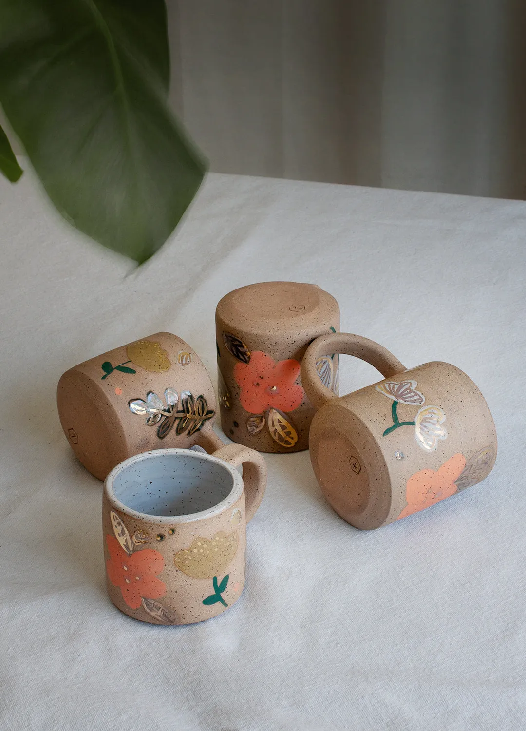 Floral Gold Small Mug - Speckled