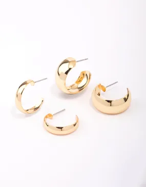 Gold Plated Classic Hoop Earring Pack