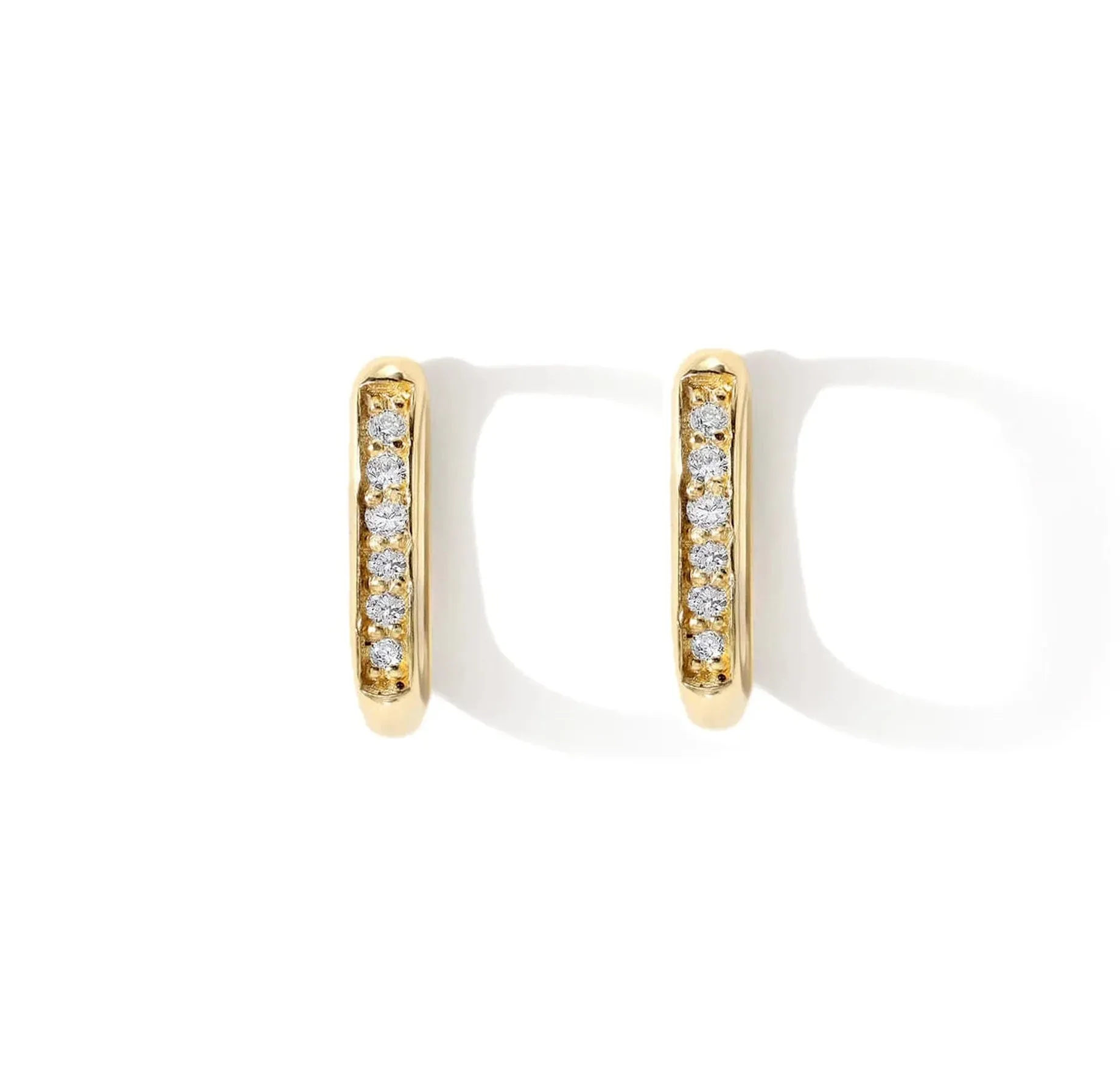 Gold Rectangular Pave Diamond 12mm Click Hoop