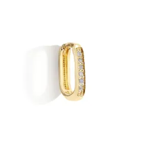 Gold Rectangular Pave Diamond 12mm Click Hoop