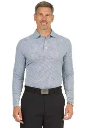 IBKUL Circle Grid Print Long Sleeve Polo