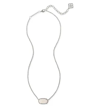 Kendra Scott Elisa Oval Pendant Necklace in Iridescent Drusy and Rhodium