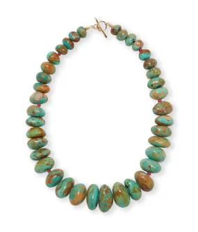 Large Graduated Turquoise & 14k Gold Necklace