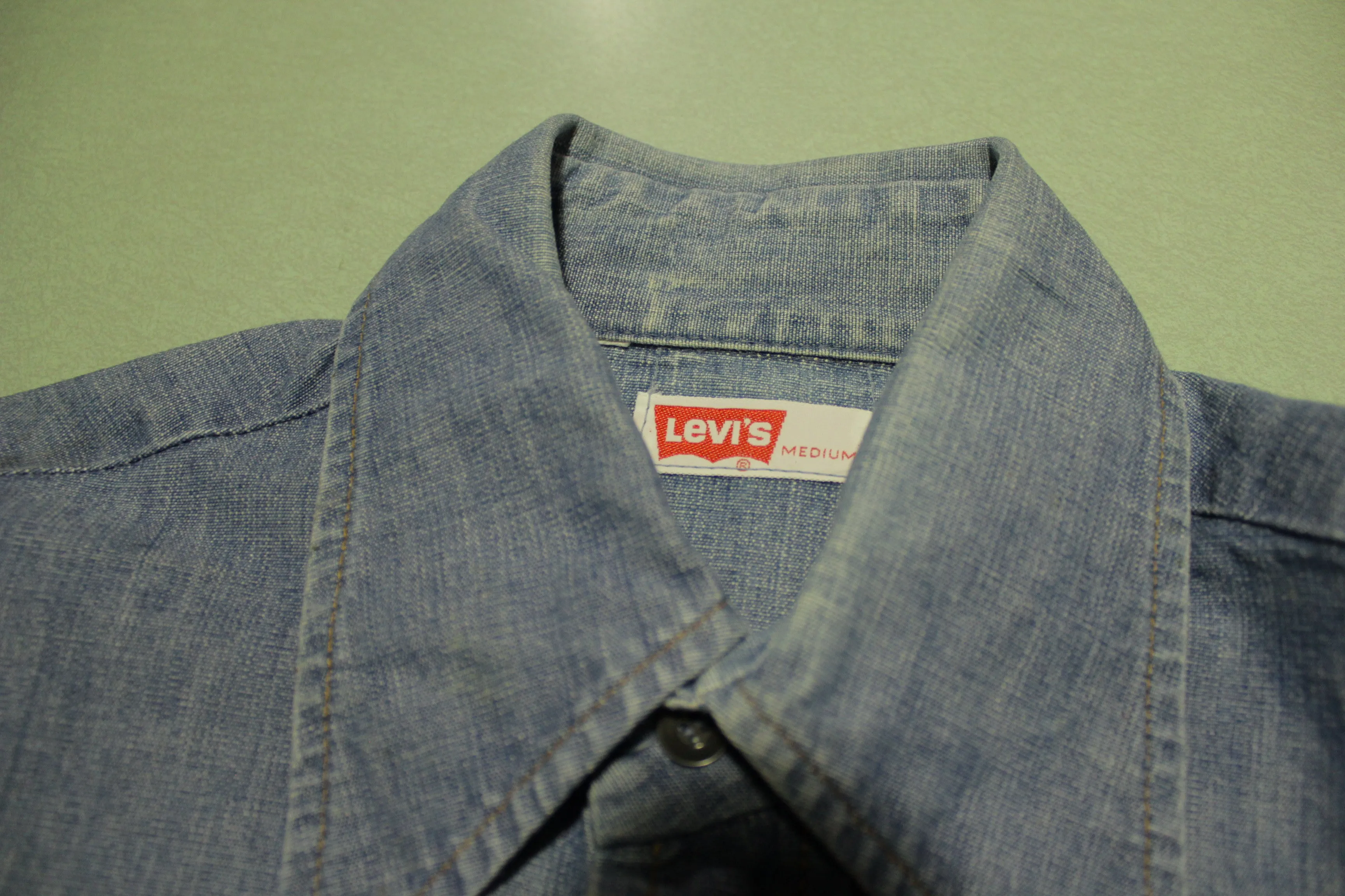 Levis Orange Tab Vintage 70's Denim Chambray Button Up Work Shirt