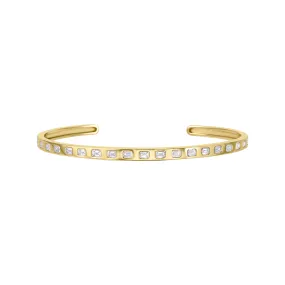 Lionheart - Baguette Cut Diamond Cuff Bangle, Yellow Gold