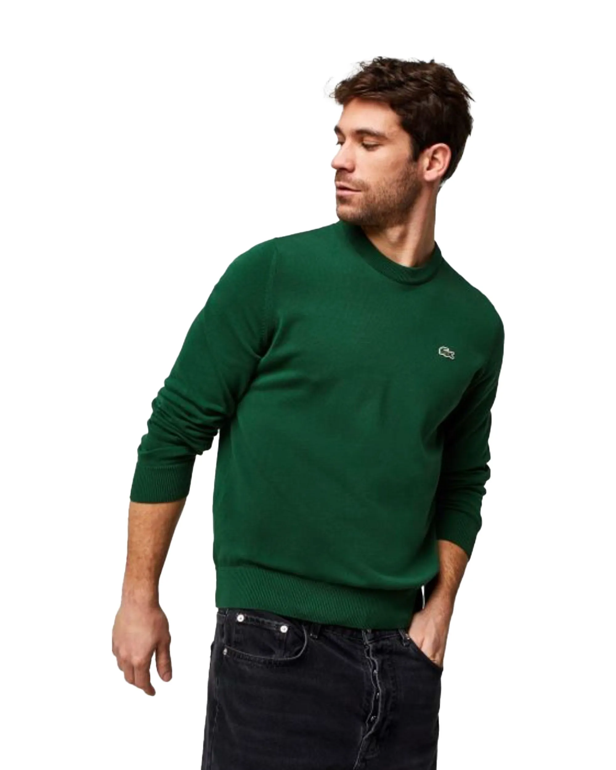 Maglione Uomo Lacoste Classic Logo Verde