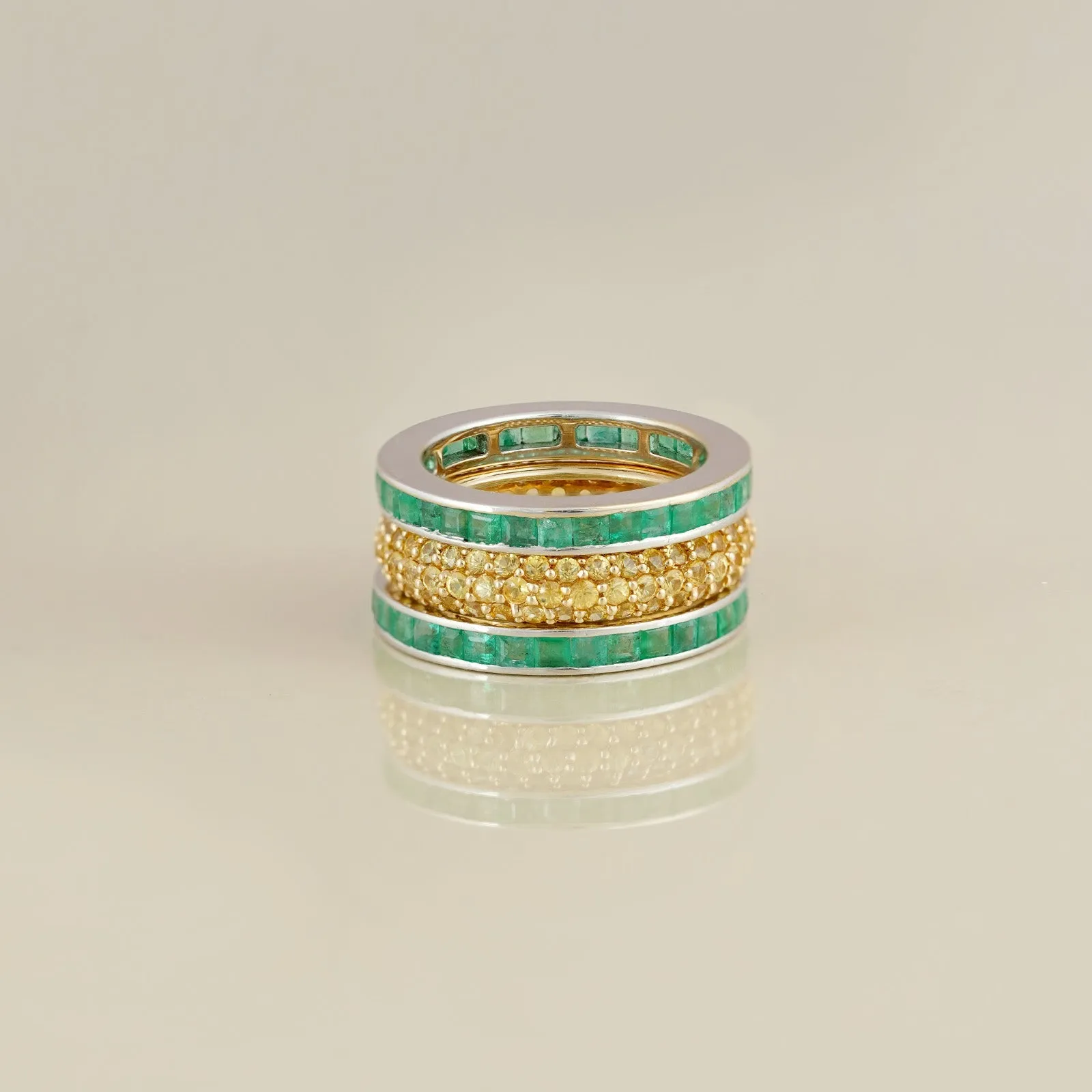 Mila Emerald & Yellow Sapphire Ring Set