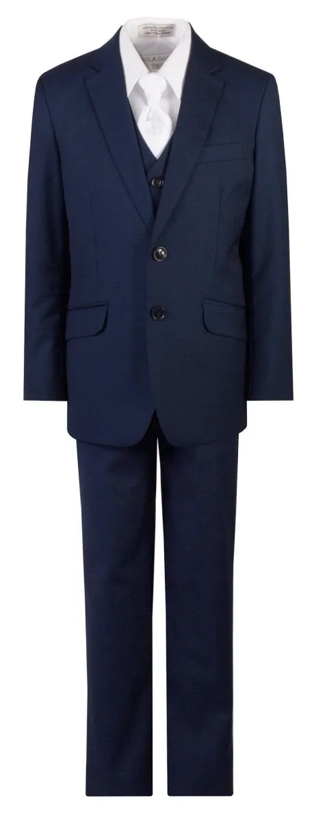 Navy Blue Slim Fit Suit Communion Cross Neck Tie Boys and Youth Sizes