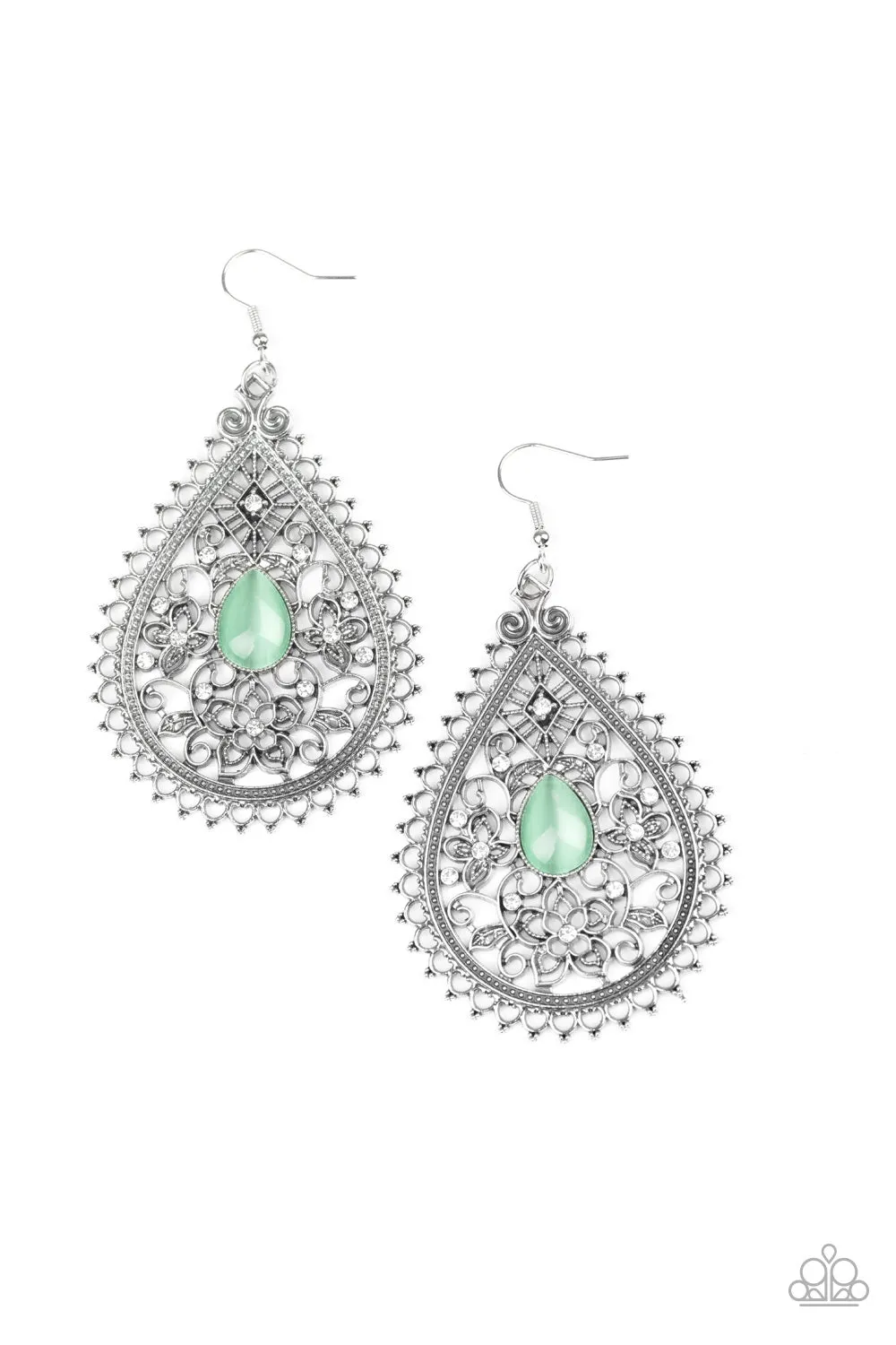 Paparazzi Earring ~ Eden Glow - Green Cat's Eye Earring