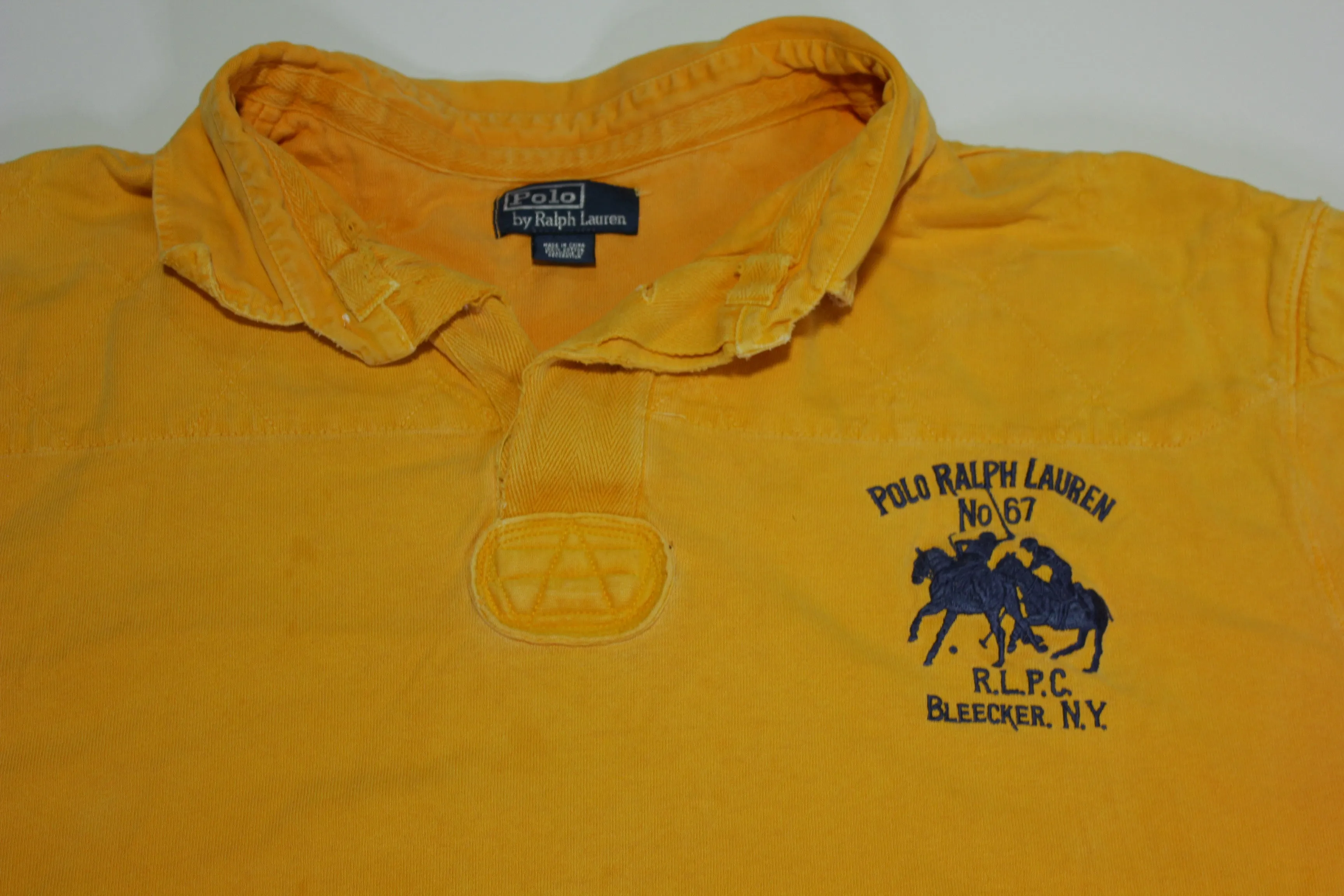 Ralph Lauren No 67 RLPC Bleecker NY Vintage 90's Orange Rugby Polo Shirt