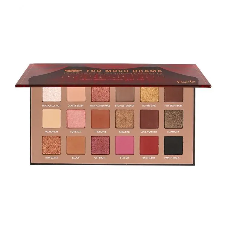 RUDE Too Much Drama Paleta de Sombras 18 Tonos