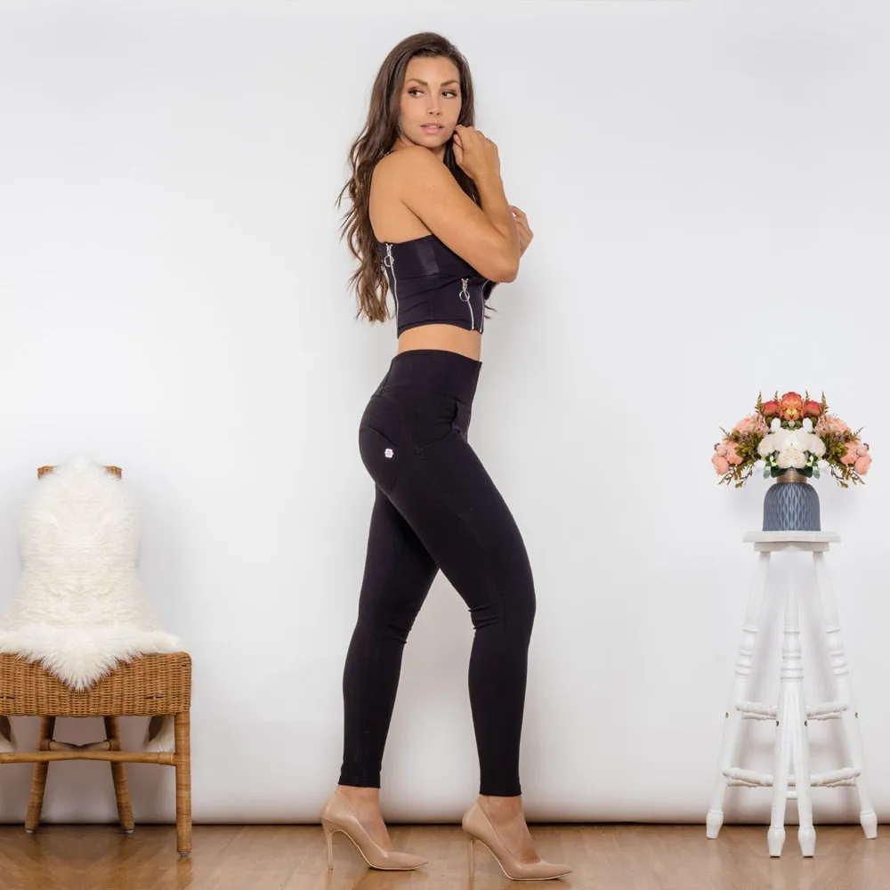 Shaper Set Black Cotton Zipper Shaper Push Up Top High Waist Thicker Butt Lift Leggings Women's Suit