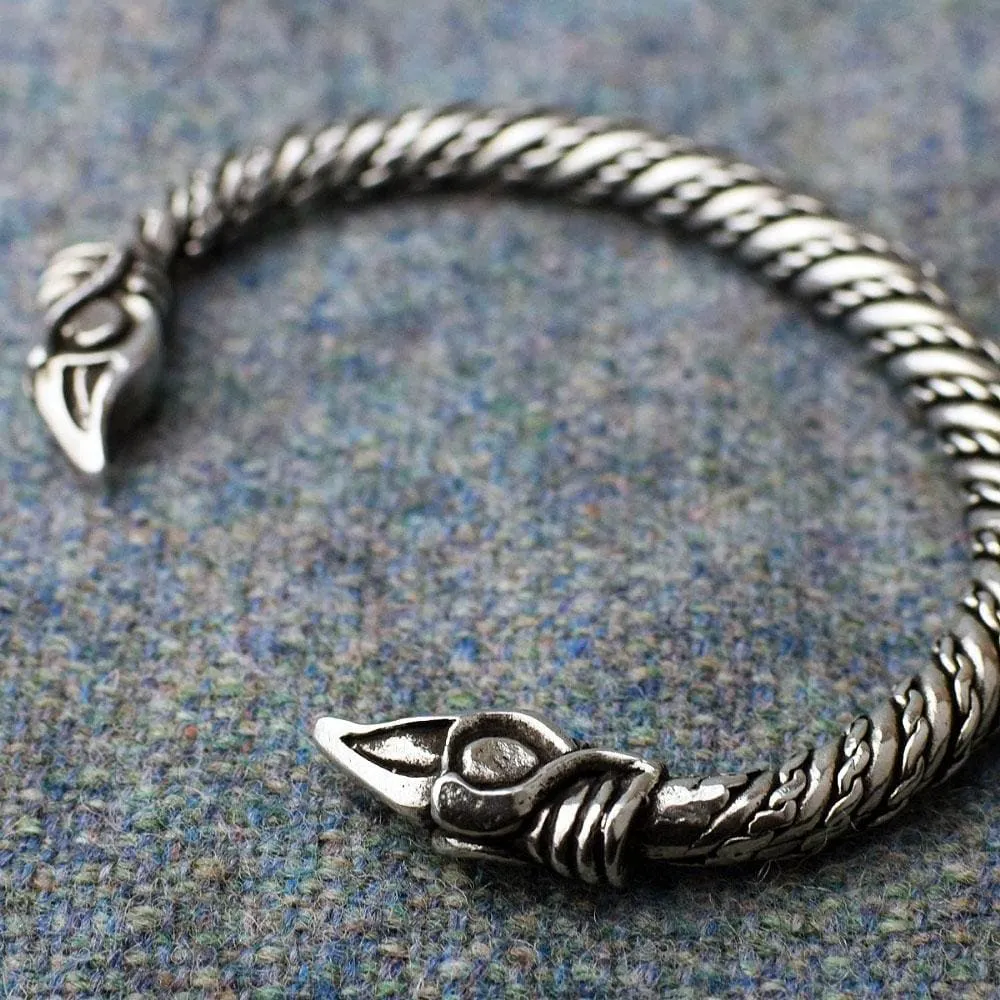 Small Pewter Odin's Raven Bracelet - Handcrafted in the UK