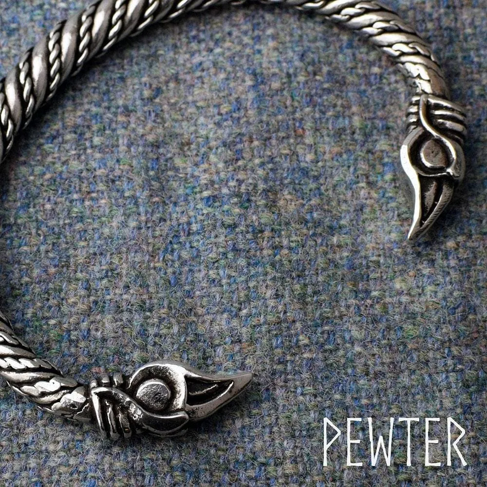 Small Pewter Odin's Raven Bracelet - Handcrafted in the UK