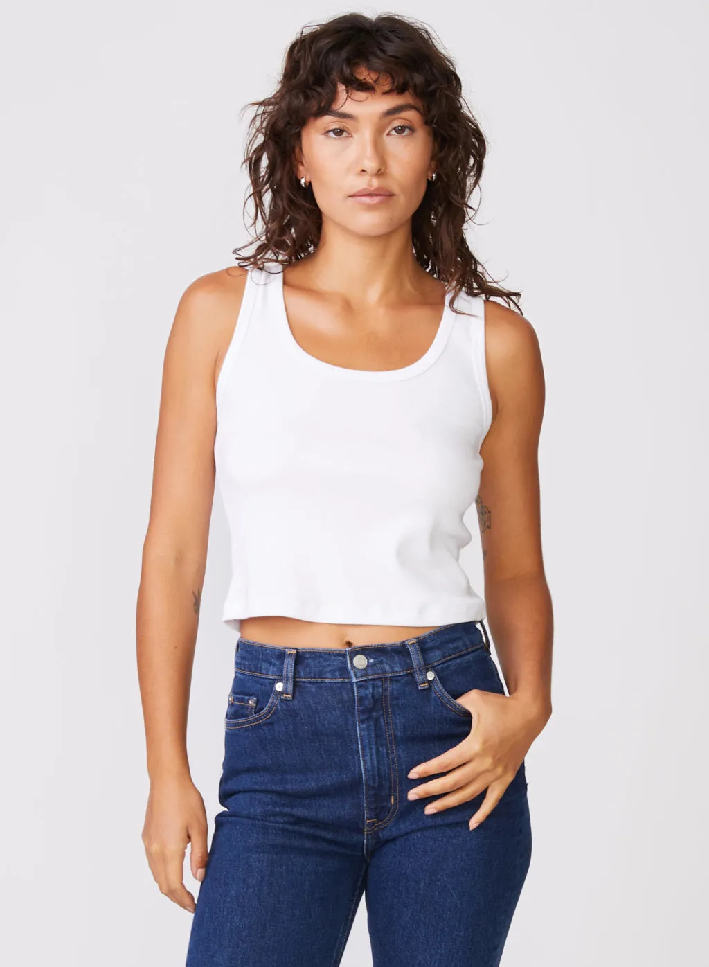 Stateside 2x1 Rib Classic Tank in White