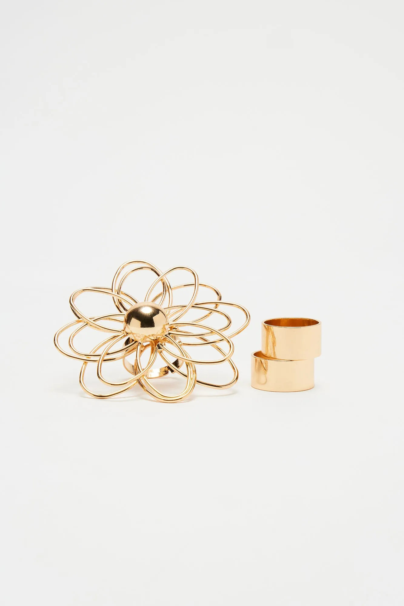 Sweet Gardenia 3 Piece Ring Set - Gold