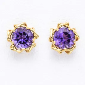 Tiffany & Co. 18K Yellow Gold Amethyst Stud Earrings