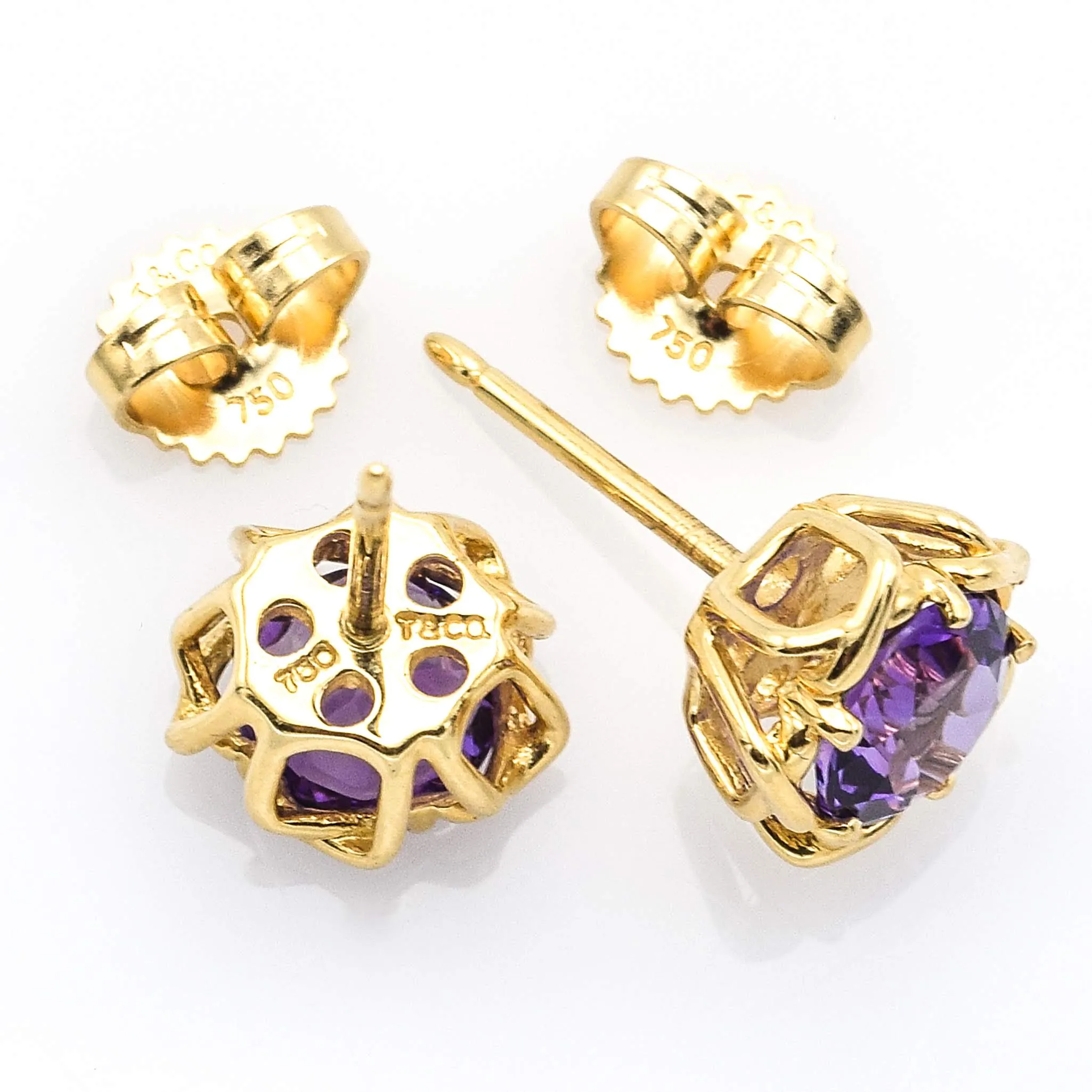 Tiffany & Co. 18K Yellow Gold Amethyst Stud Earrings