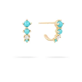 Turquoise   Diamond J Hoops