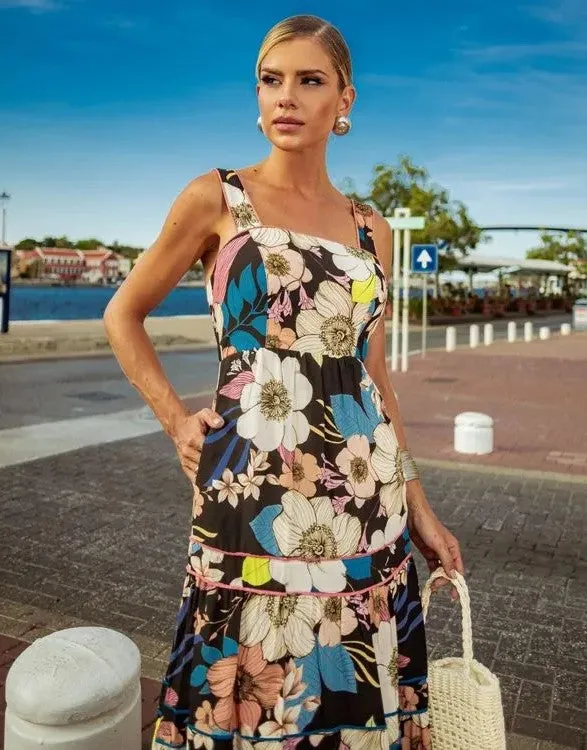 VESTIDO MURAU FLORAL GARDEN LONGO